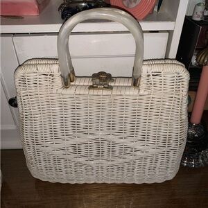 Elegant White Wicker Handbag